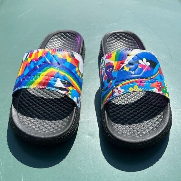 NWOT Unisex Converse rainbow multicolored slides - Picture 2 of 9